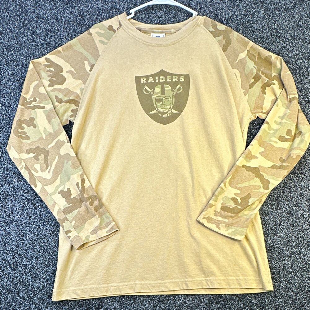 NFL Oakland Raiders NFL Football Tan Camo Long Sleeve Shirt, Size L